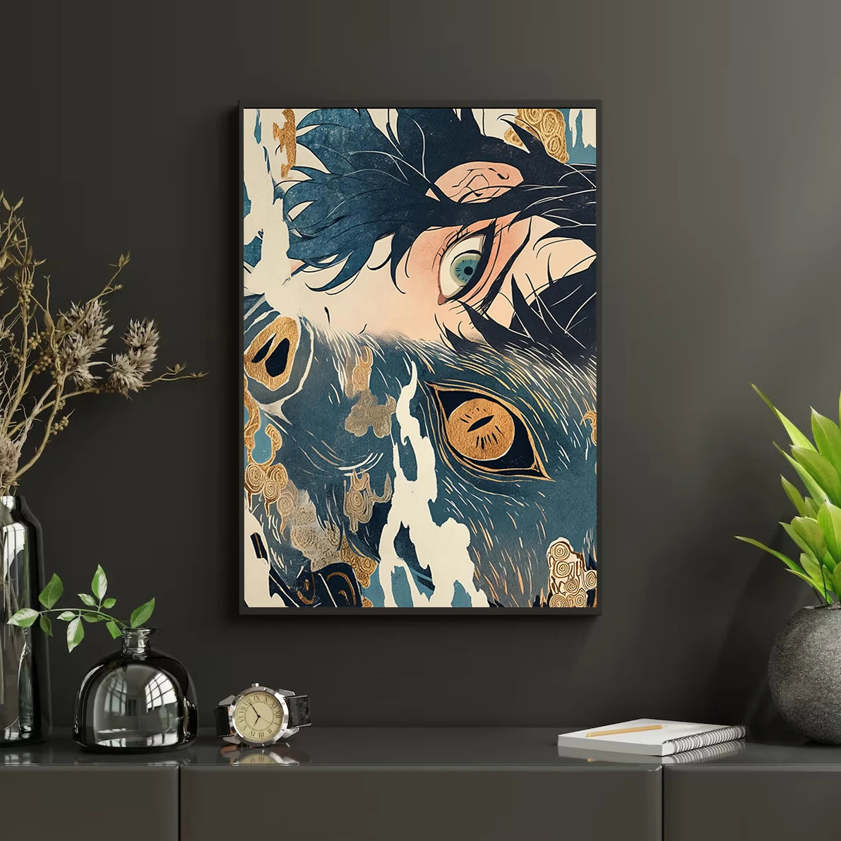 Self-Adhesive Poster D- Corps Tanjiro Anime Wallpaper Figures HD Decor Kyojuro Rengoku Gyomei Himejima Home Kid Gift