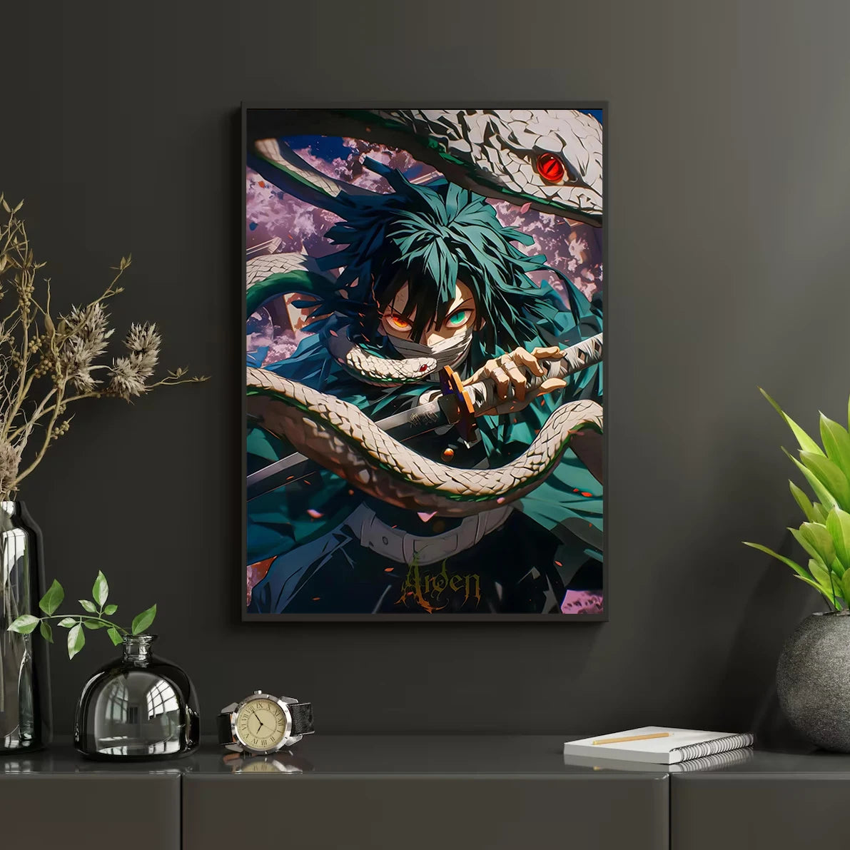 Self-Adhesive Poster D- Corps Tanjiro Anime Wallpaper Figures HD Decor Kyojuro Rengoku Gyomei Himejima Home Kid Gift