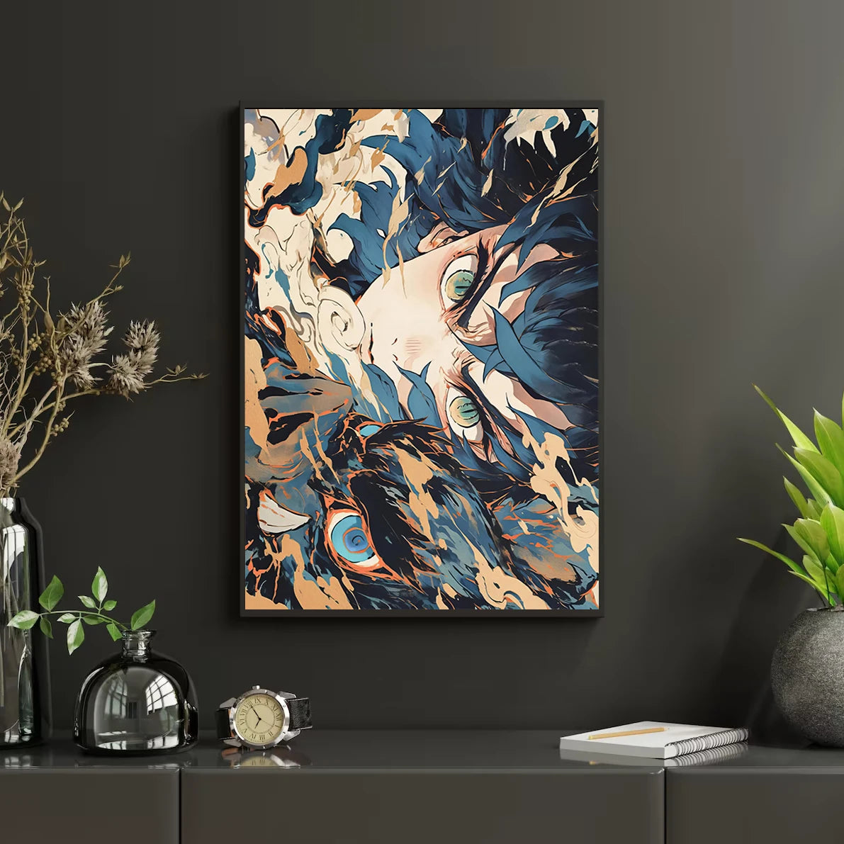 Self-Adhesive Poster D- Corps Tanjiro Anime Wallpaper Figures HD Decor Kyojuro Rengoku Gyomei Himejima Home Kid Gift