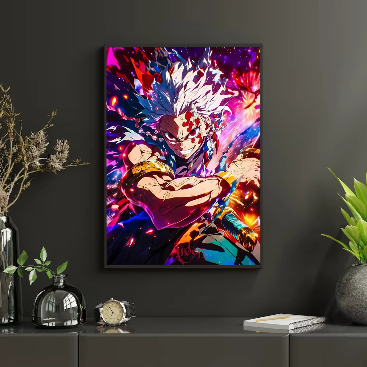 Self-Adhesive Poster D- Corps Tanjiro Anime Wallpaper Figures HD Decor Kyojuro Rengoku Gyomei Himejima Home Kid Gift
