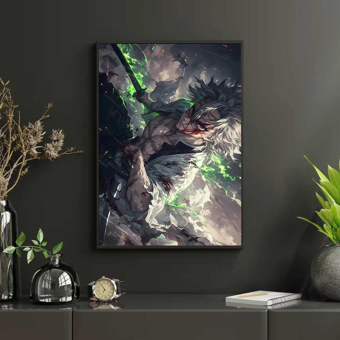 Self-Adhesive Poster D- Corps Tanjiro Anime Wallpaper Figures HD Decor Kyojuro Rengoku Gyomei Himejima Home Kid Gift