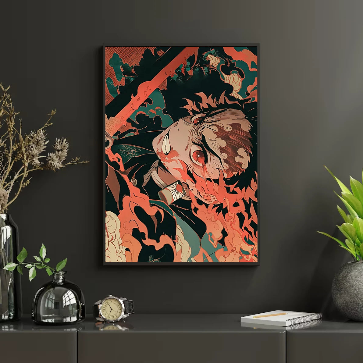 Self-Adhesive Poster D- Corps Tanjiro Anime Wallpaper Figures HD Decor Kyojuro Rengoku Gyomei Himejima Home Kid Gift