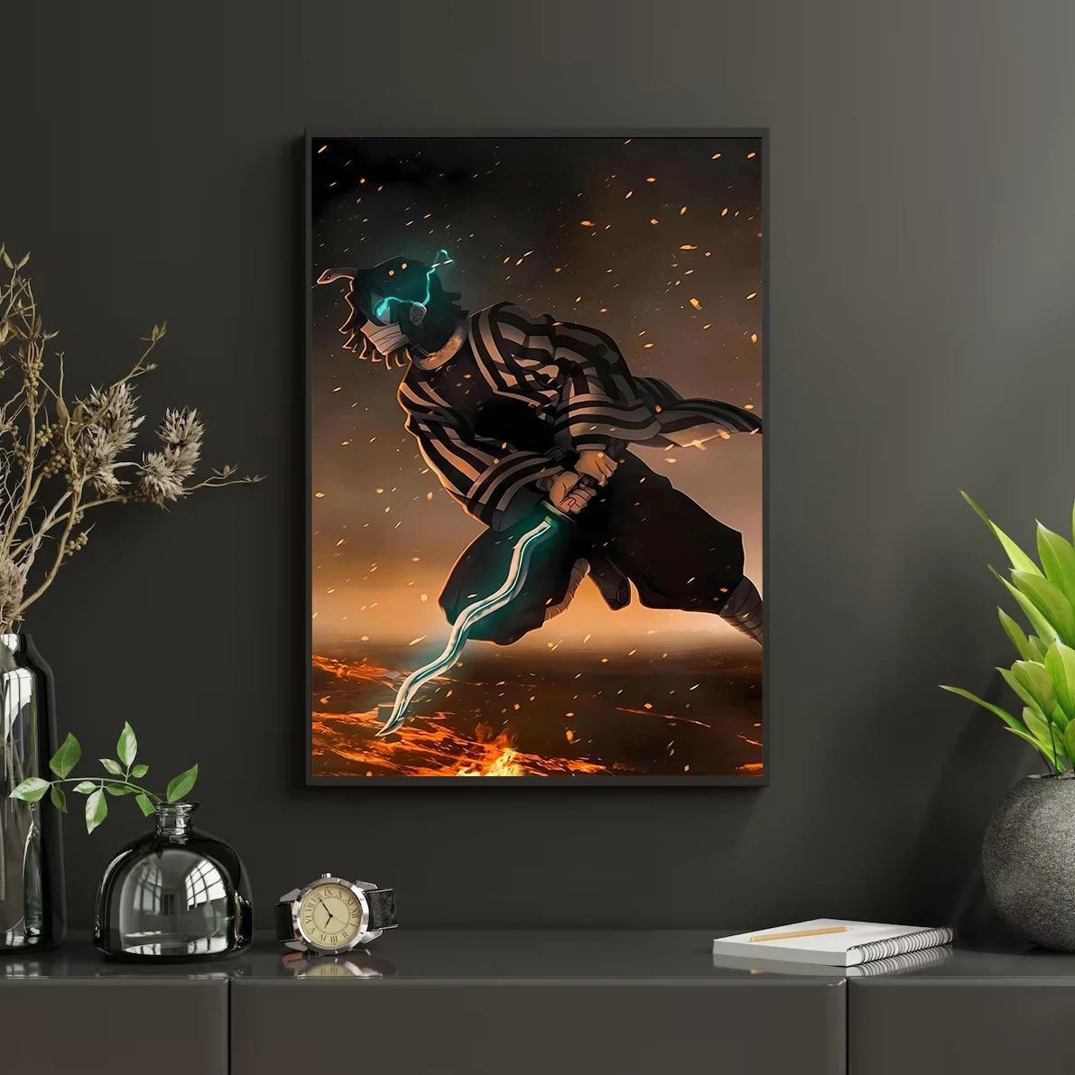 Self-Adhesive Poster D- Corps Tanjiro Anime Wallpaper Figures HD Decor Kyojuro Rengoku Gyomei Himejima Home Kid Gift