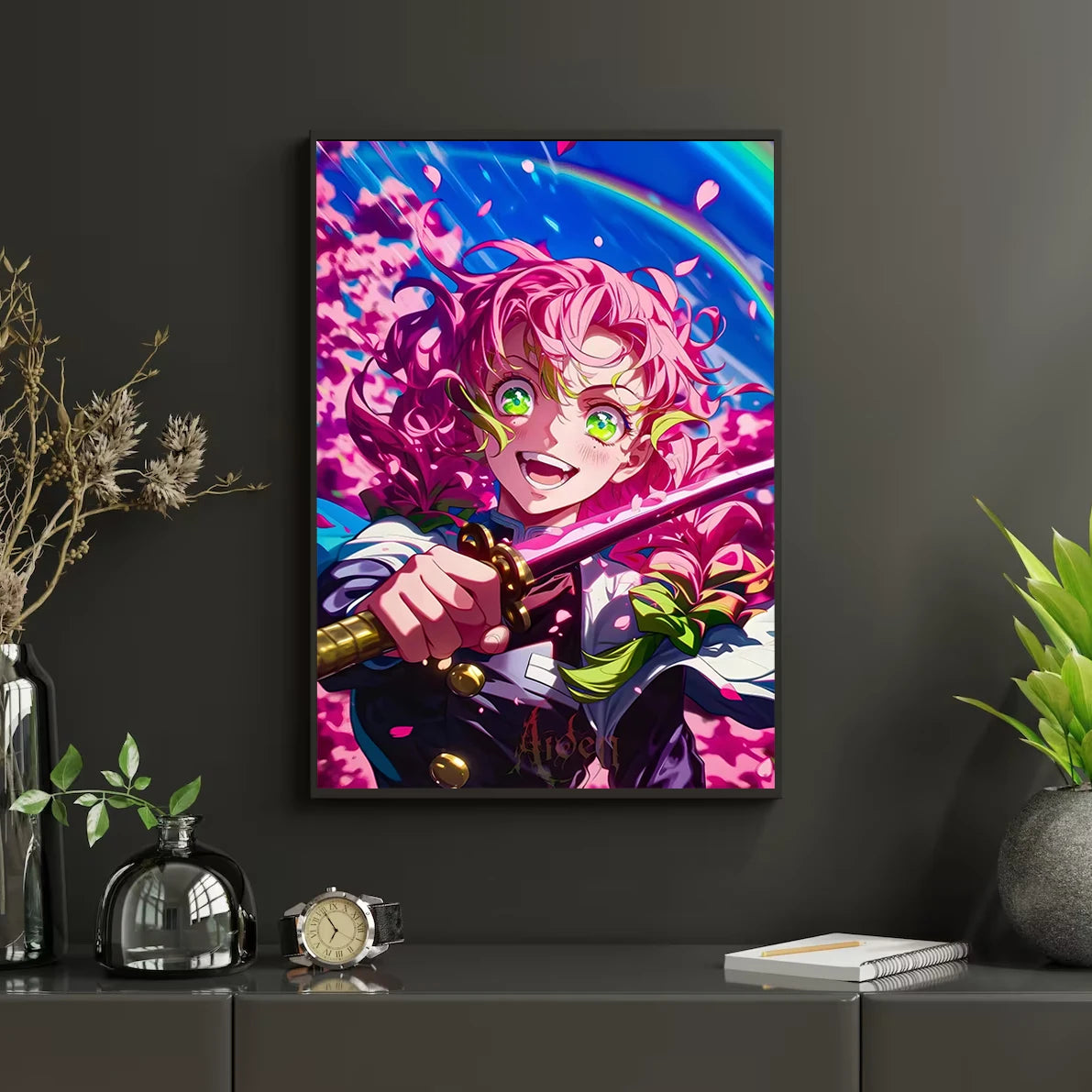 Self-Adhesive Poster D- Corps Tanjiro Anime Wallpaper Figures HD Decor Kyojuro Rengoku Gyomei Himejima Home Kid Gift