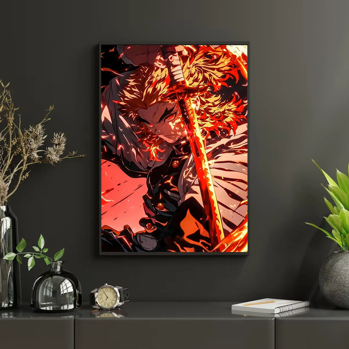 Self-Adhesive Poster D- Corps Tanjiro Anime Wallpaper Figures HD Decor Kyojuro Rengoku Gyomei Himejima Home Kid Gift