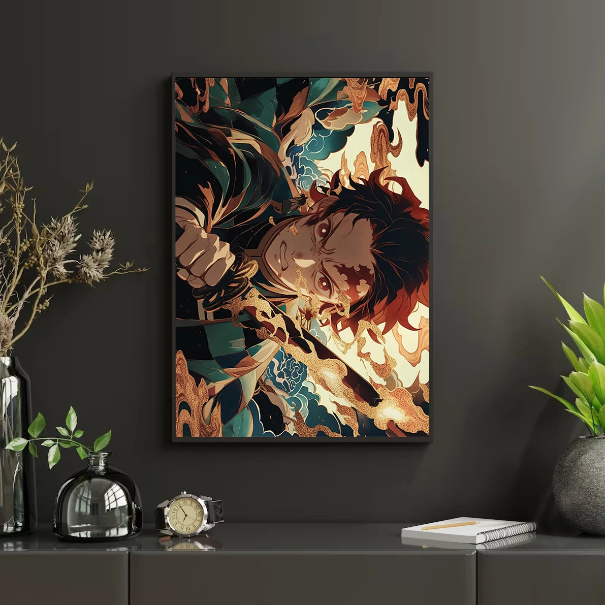 Self-Adhesive Poster D- Corps Tanjiro Anime Wallpaper Figures HD Decor Kyojuro Rengoku Gyomei Himejima Home Kid Gift
